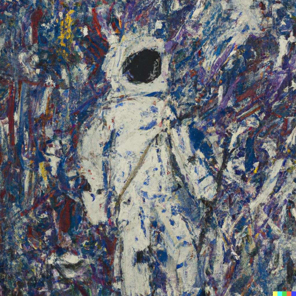 an astronaut, painting by Jackson Pollock